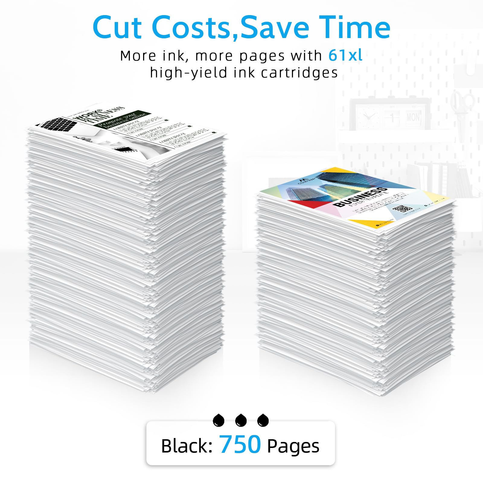 High Yield 61XL Black Ink Cartridge Compatible for HP 61 Ink Cartridge Compatible for HP Envy 4500 Ink fit for Envy 5530 5534 5535 DeskJet 1000 1010 2540 2541 3050 OfficeJet 4630 4635 2620 Printer