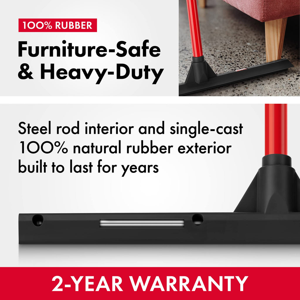 Tyroler Push & Pull Floor Squeegee Heavy Duty | 44CM Head 100% Rubber Squeegee Broom | Aluminum Anti-Rust 4-Piece Handle | Floor Wiper Multi-Surface, Hardwood, Marble, Tile, Garage, Indoor & Outdoor