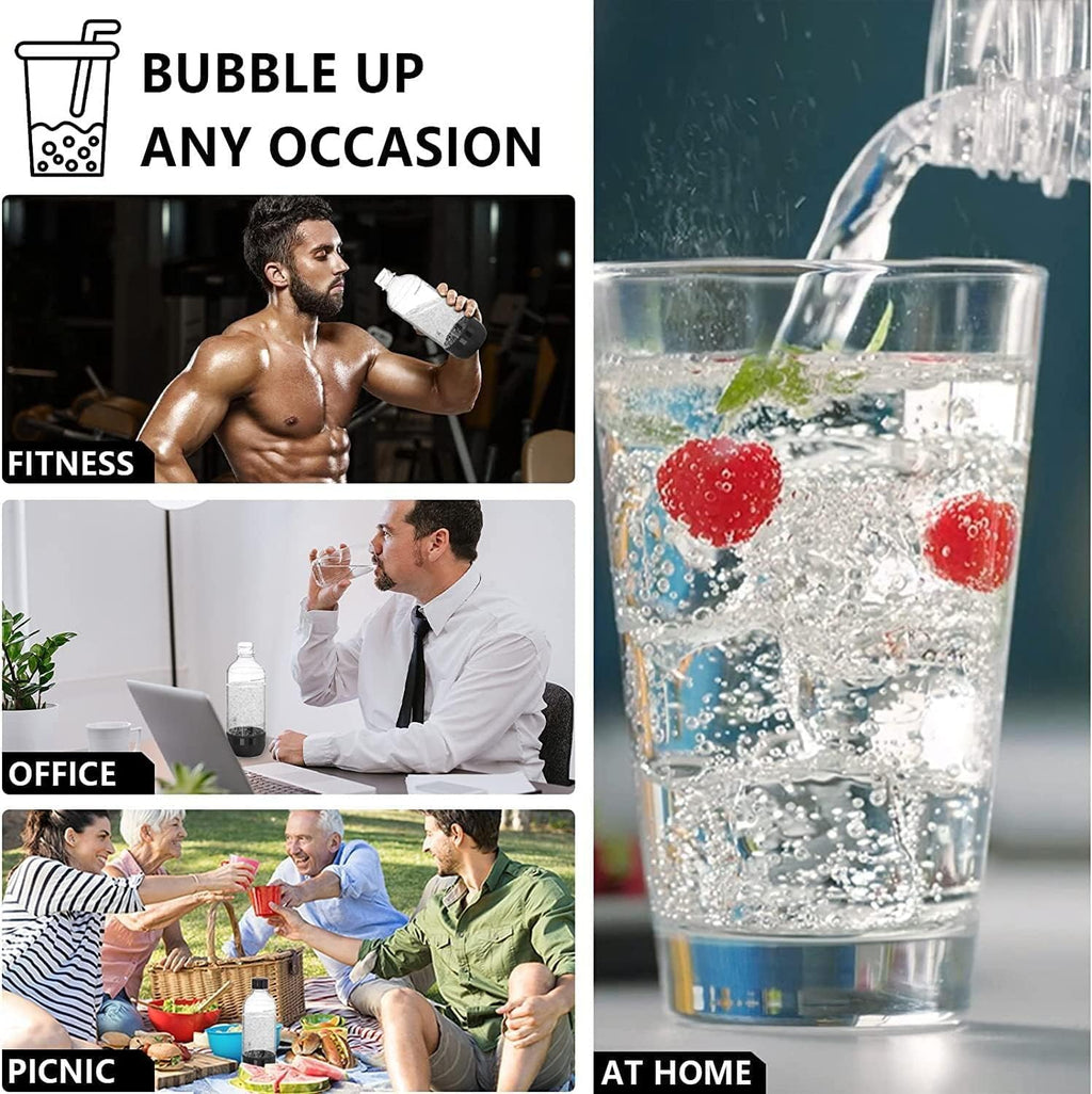 Mycket Soda Maker Bottles, 2 Pack Dishwasher-Safe Bottles for Water Carbonation Bottles, 1 Litre BPA Free Reusable PET Sparkling Water Bottles for Soda Machine, Black