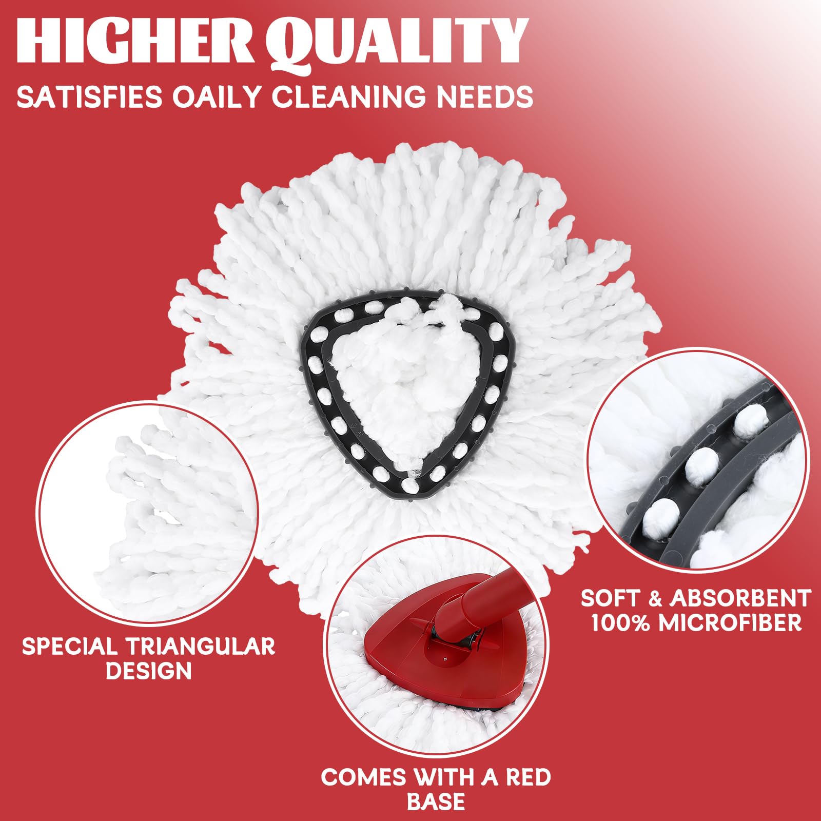 8 Pack Spin Mop Head Refill 1 Rotating Mop Base Compatible with O-Ceda EasyWrin Mop Heads Refills,Spin Mop replacement heads For Easy House Cleaning Floor Mopping