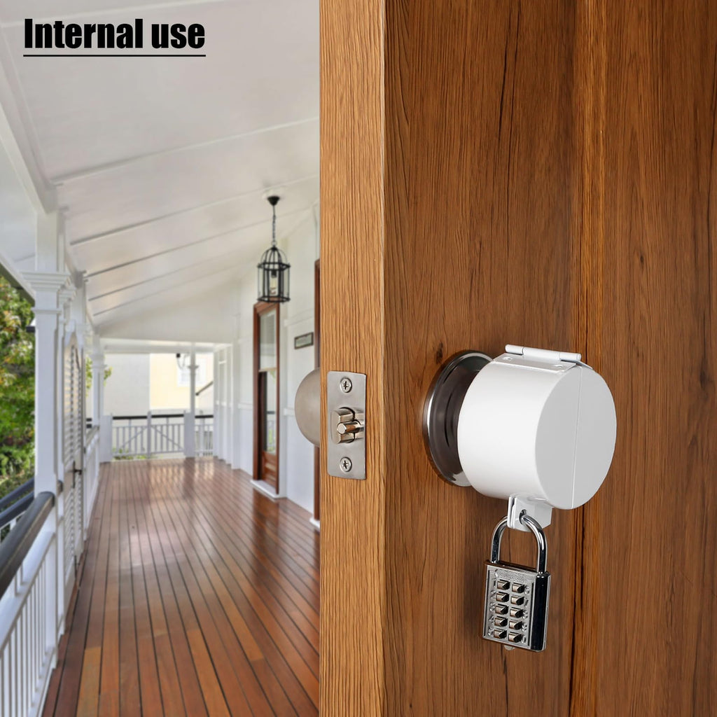 TEMEILI Door Handle Lock, Round Door Knob Cover, Prevent Turning Handle, for Door Knob Lockout Device, Temporary Door Lock, No Drill Door Lock,Removable and Easy to Use (White) with Padlock