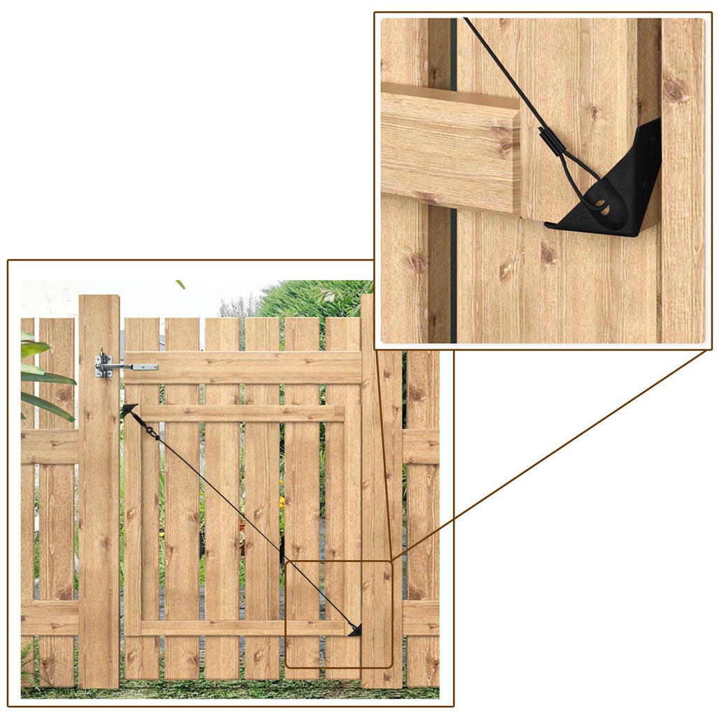 Supporting Alloy Steel Anti-Sag Gate Cable Kits for for Outdoor Wooden Fence Gate Door Support, 5mm Diameter 0.9 Feet (1, Black)