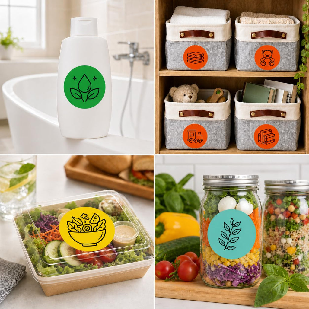 2" Round Direct Thermal Labels, 4-Color Pack (Green, Blue, Orange, Yellow) – 3000 Labels per Box, 4 Rolls | Waterproof, Removable, Self-Adhesive Circle Sticker Paper for Organization & Business