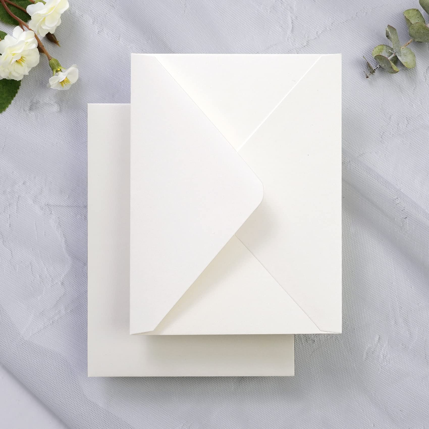 PONATIA 50 Pack A1 Envelopes, 3.62 x 5.2'' Ivory Envelopes Perfect for Weddings Cards, RSVP Cards, Response Cards, Baby Showers, Thank You Notes, Photos and any 3.5x5" inserts