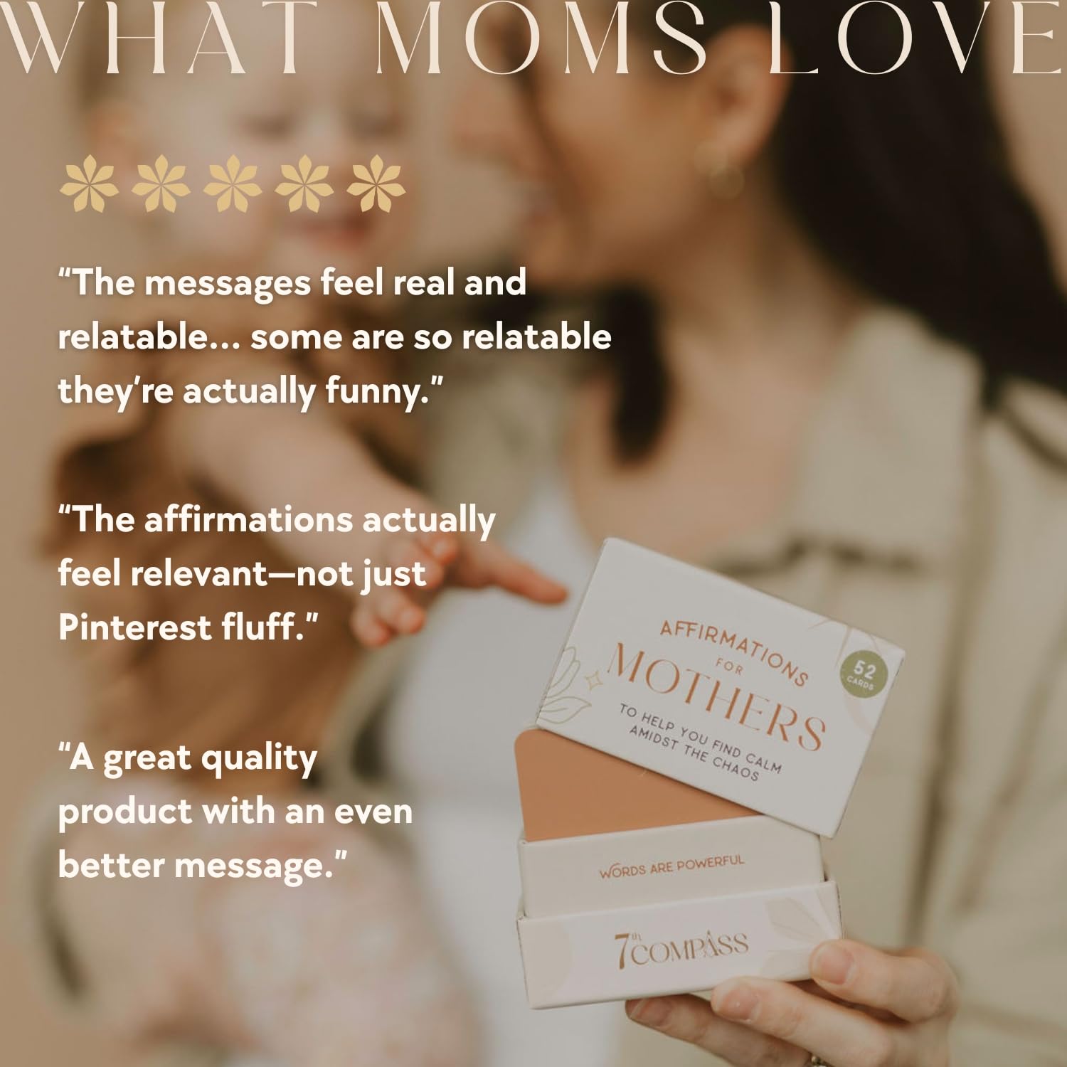 7th Compass Affirmations for Mothers – 52 Positive Daily Affirmation Cards for Women in Motherhood, New Mom Gift, Mindfulness & Self Care Cards, Postpartum Encouragement, Mother’s Day