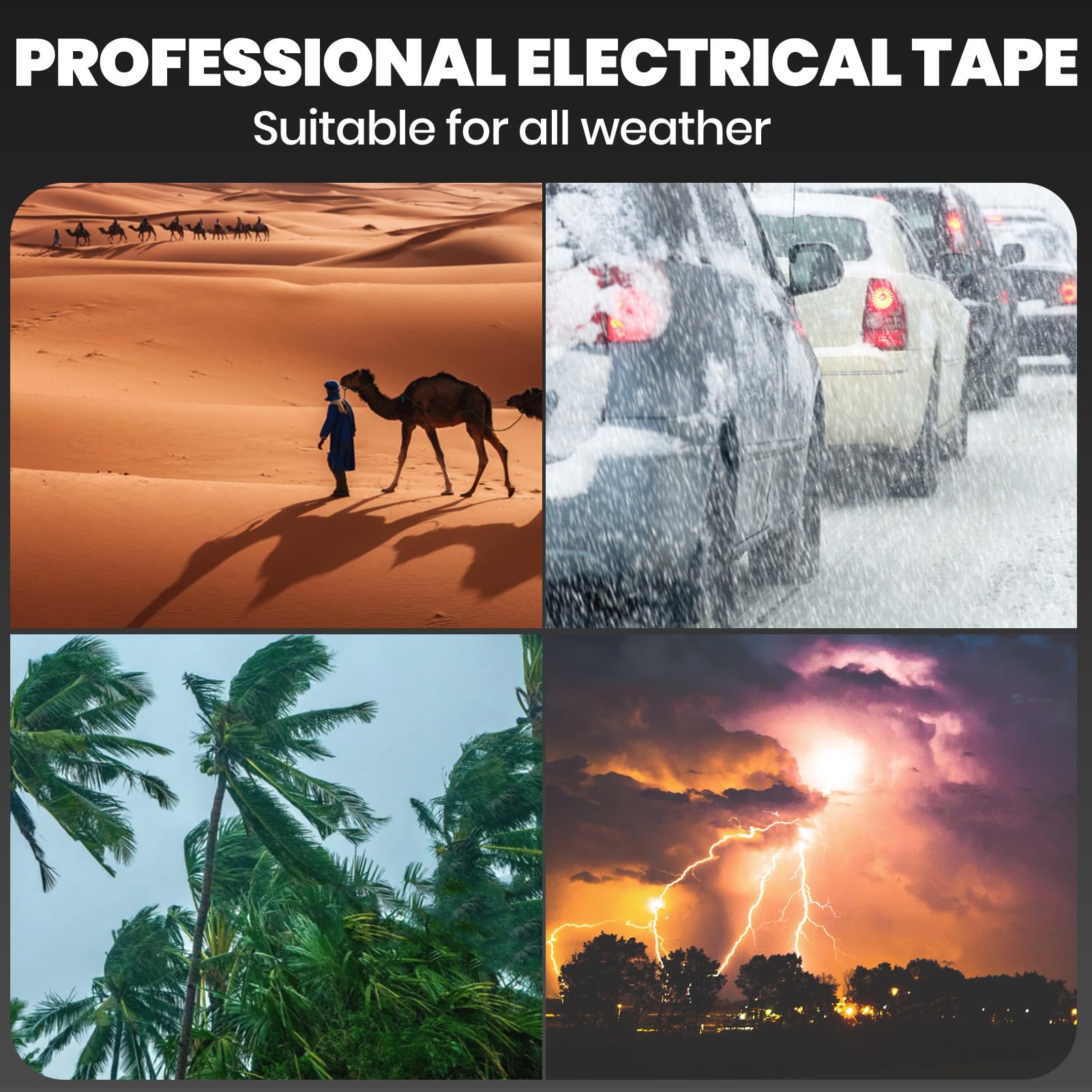 ADHES Professional Electrical Tape Black, 10 Pack, 0.75 inch x 65.6 feet, Waterproof & Weather Resistant Electric Tape Ideal for Contractors & Electricians, Indoor&Outdoor