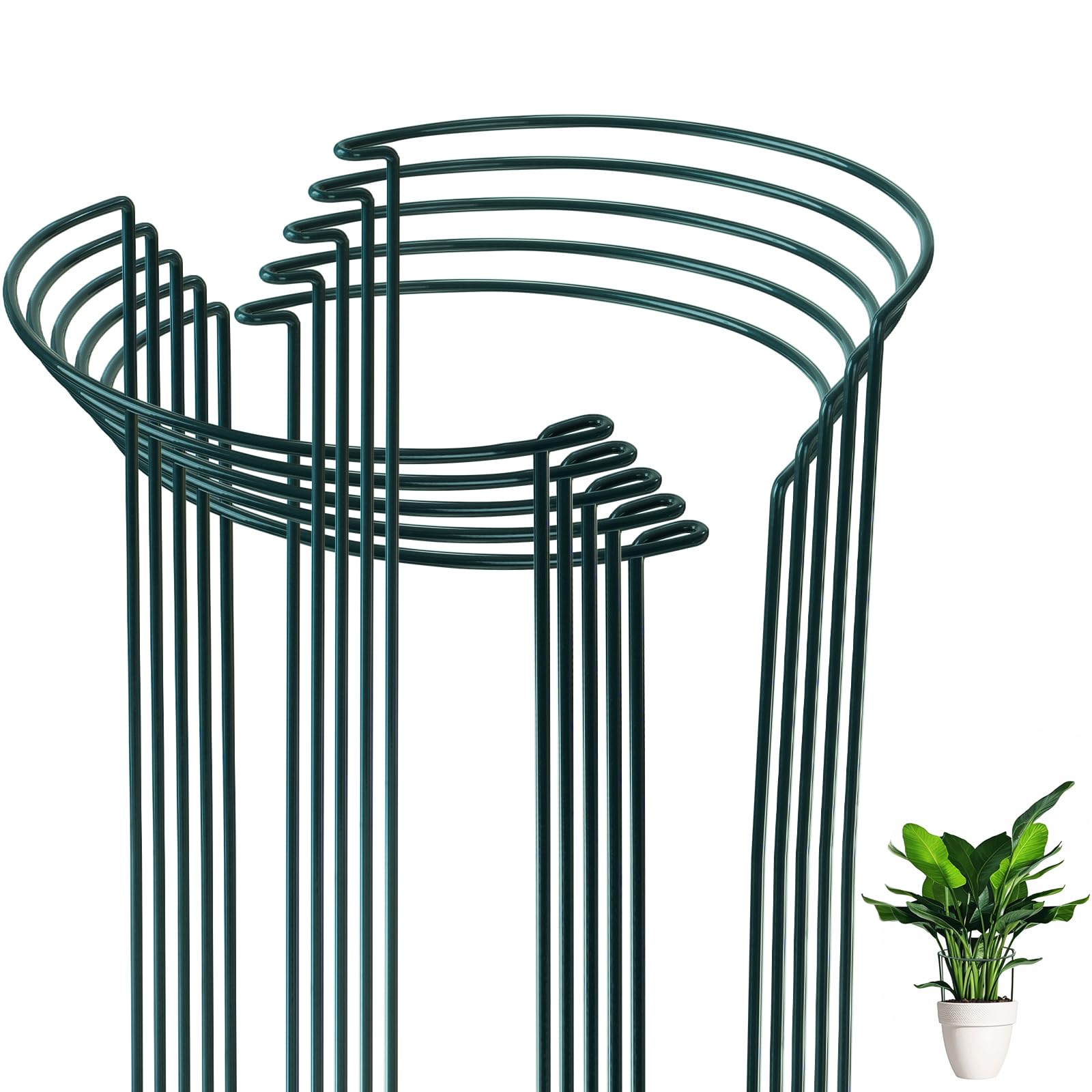 10 PCs of Garden Plant Support Stakes, SproutMaven 10" Wide x 16" High Half Round Metal Garden Border Support, Plant Support Ring Cage for Outdoor Indoor Plants