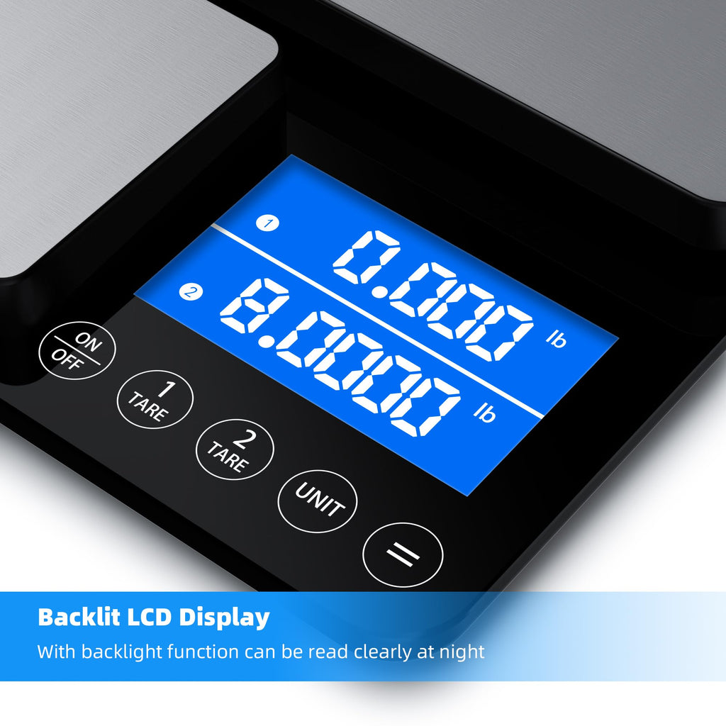 Dual Platform Kitchen Scale, [15kg/33lb-0.01g] Diyife High Precision Food Scale with LCD Display, Tare, Accumulation Function, Auto Off, 7 Units, Stainless Steel Cooking Scale for Food, Jewelry