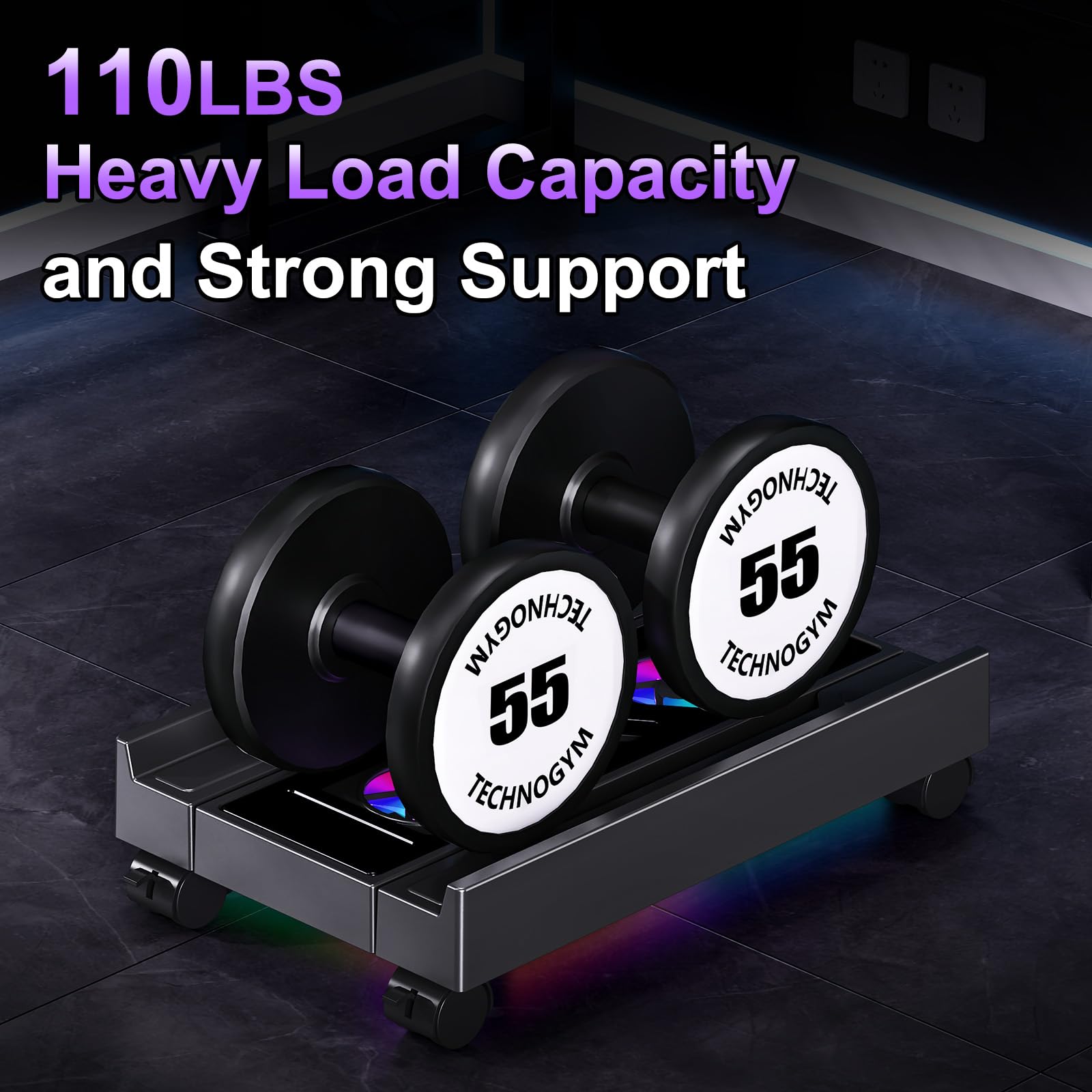 Adjustable Computer Tower Stand with Cooler Fan and Light, PC Stand for Floor, Mobile CPU Holder with 4 Caster Wheels Fits Most PC Tower, Under Desk CPU Holder for Office, Gamers and Students