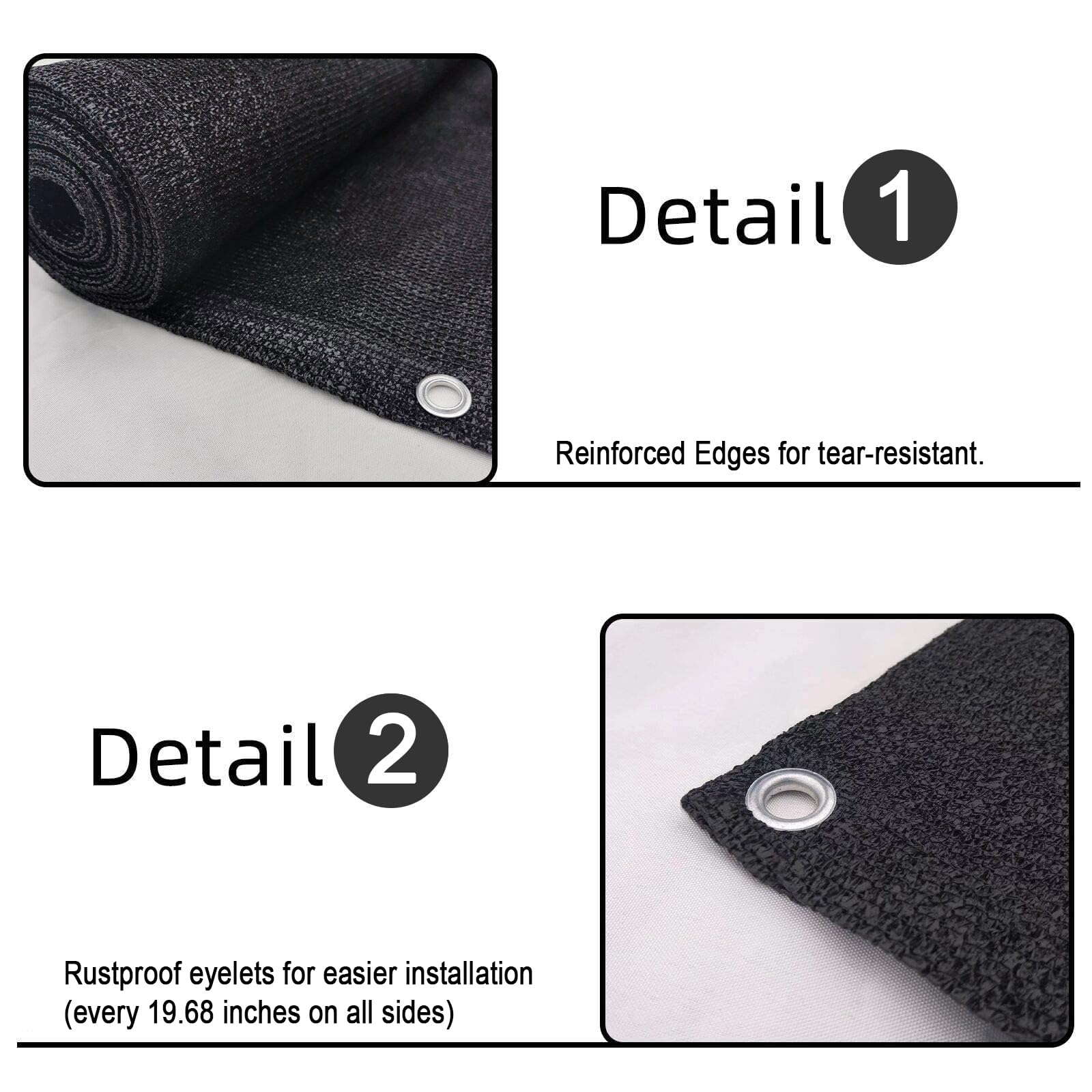 SUNLAX 3'x10' Black Balcony Privacy Screen Fence Windscreen Cover Fabric Shade Mesh Cloth with Grommets UV Protection for Patio, Backyard, Porch, Railing Shield 90%