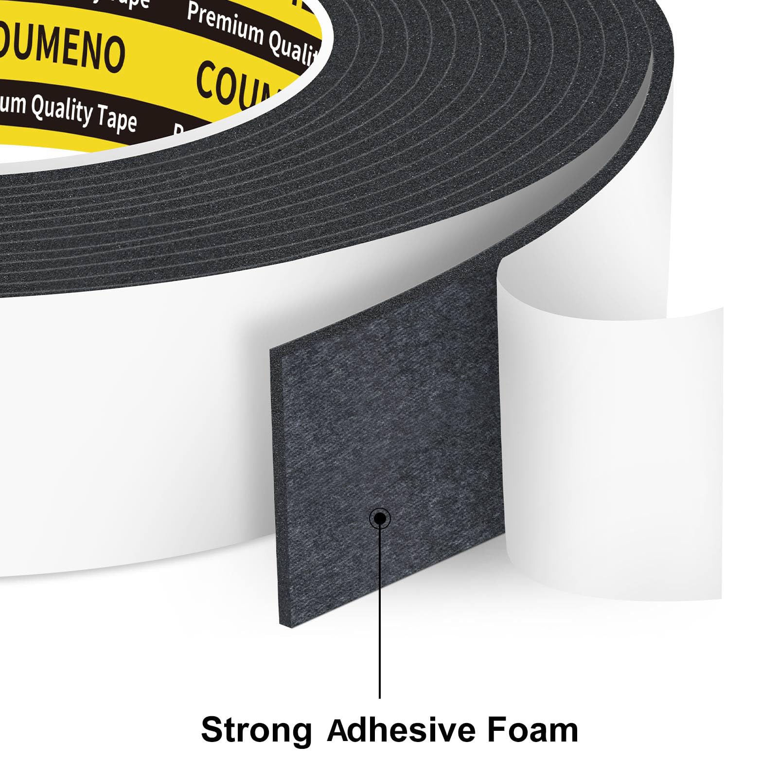 COUMENO EVA Single-Sided Adhesive Black Foam Tape 2in X16.4FT Sealing Strip Foam Pad Sponge Tape Window Weatherproof,Self-Adhesive Insulation Sealing