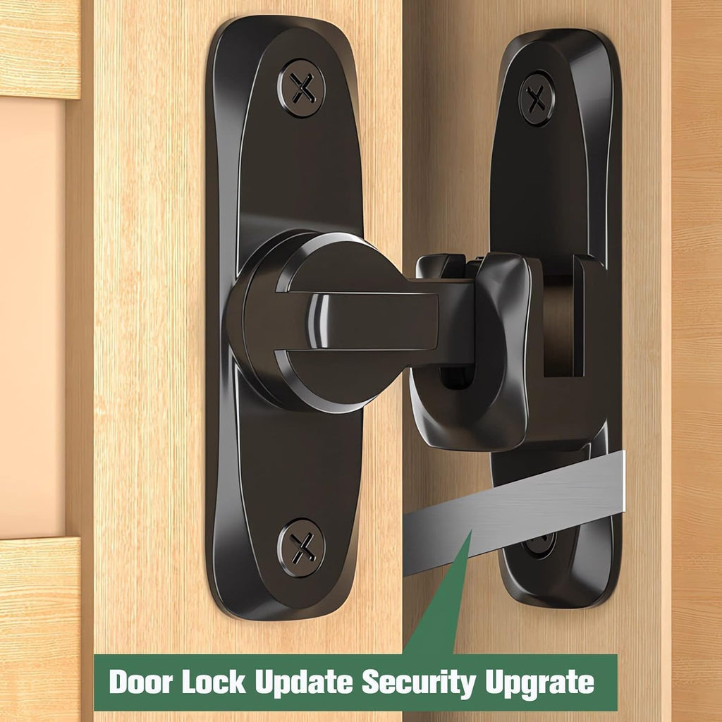 Yoocada Barn Sliding Door Lock, 90° and 180° Installation Heavy Duty Bolt Lock, Flip Door Lock Latch, Screen Wardrobe Lock Latch Suitable for Barn, Garden, Bathroom, Home Security (2, Black)