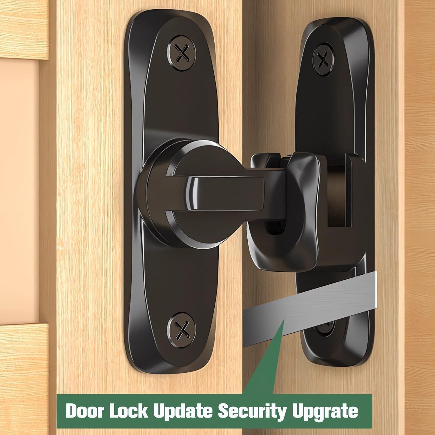 Yoocada Barn Sliding Door Lock, 90° and 180° Installation Heavy Duty Bolt Lock, Flip Door Lock Latch, Screen Wardrobe Lock Latch Suitable for Barn, Garden, Bathroom, Home Security (2, Black)