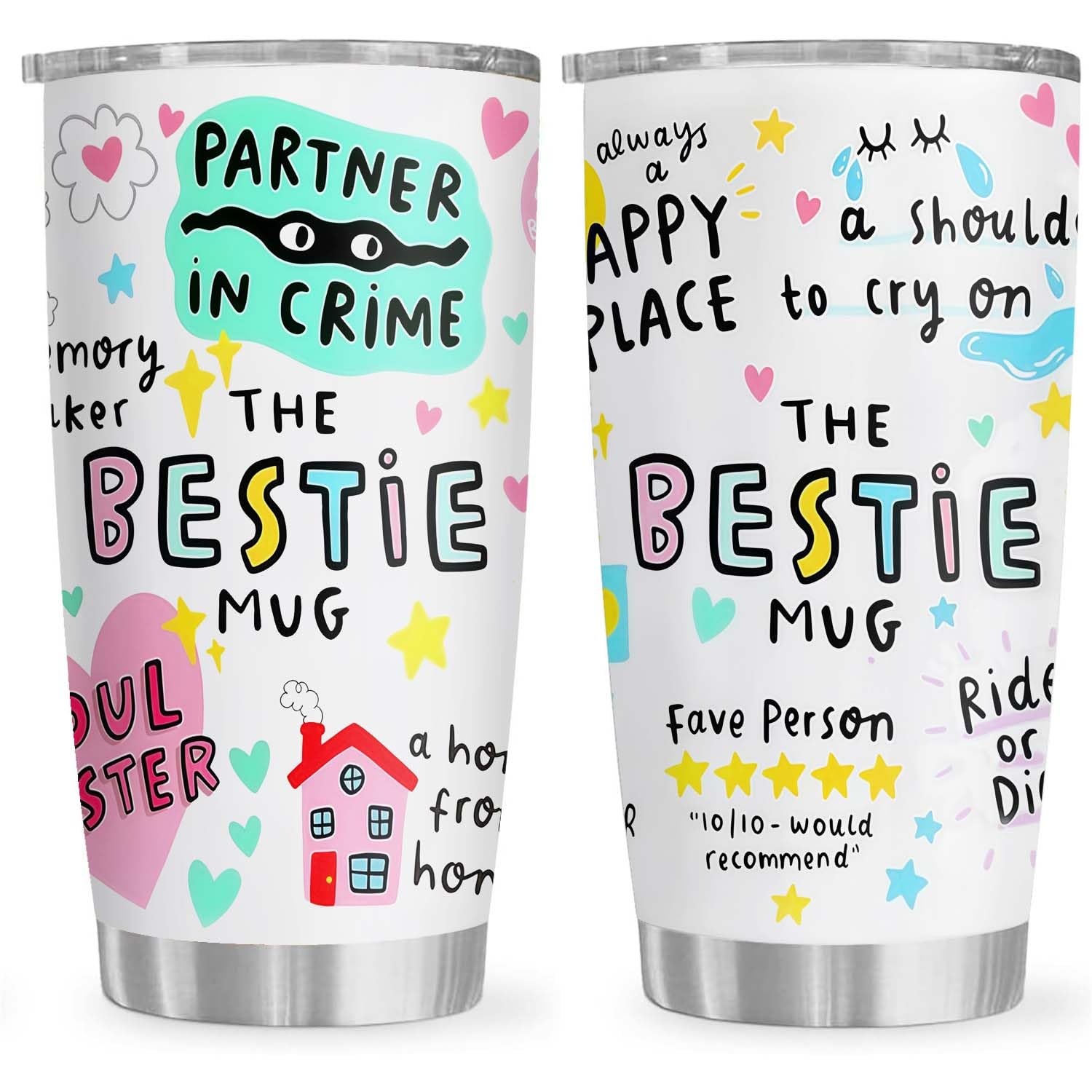 Bestie Gift for Women - 20oz The Bestie Tumbler - Friend Tumbler for Women - Christmas, Birthday, Friendship Gifts - Funny Best Friend Gift - Stainless Steel Insulated Mug
