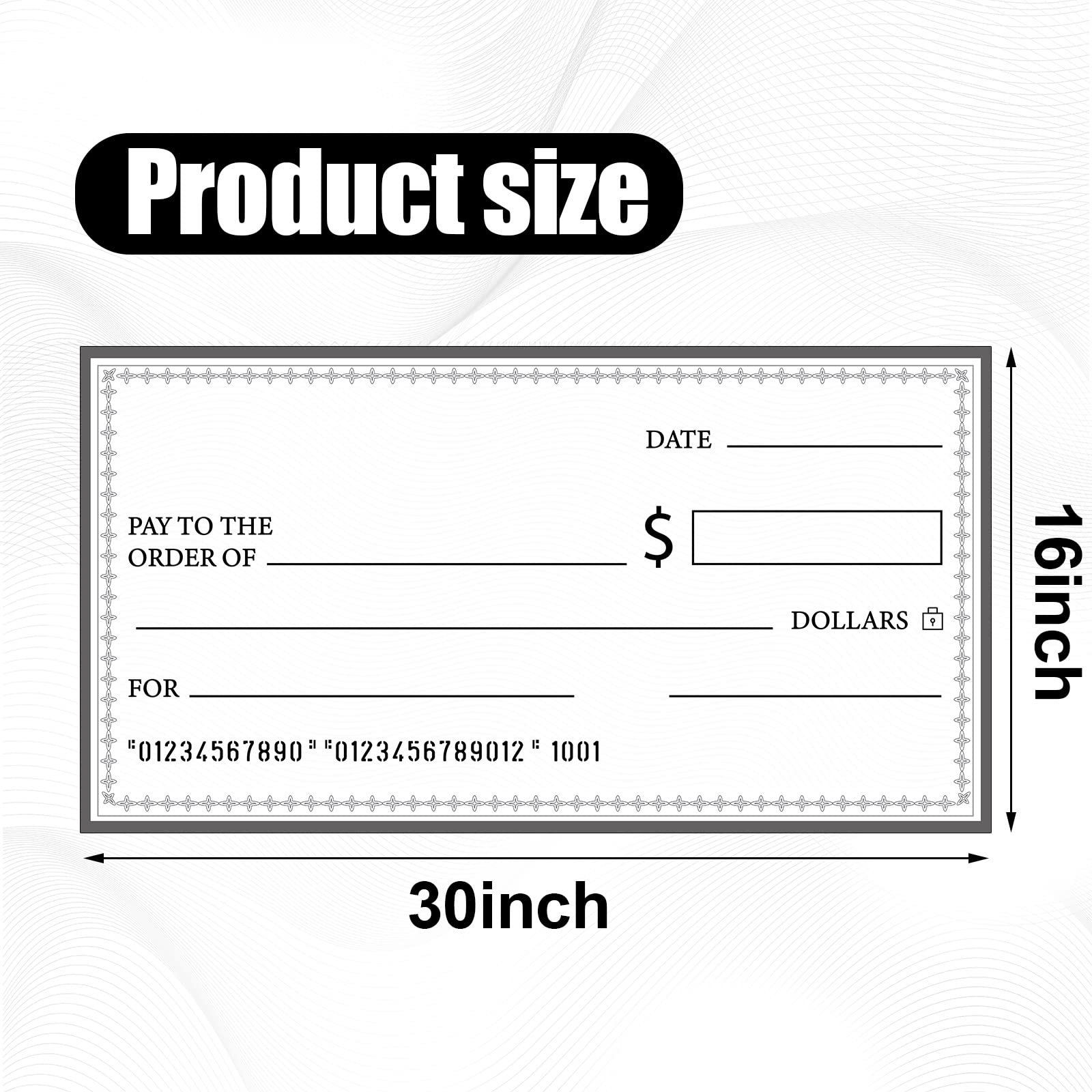 Eersida 6 Pcs Giant Checks 30'' x 16'' Large Blank Fake Big Checks for Presentations Reusable Funny Oversized for School Graduation Donation Awards Fundraisers Charity Business