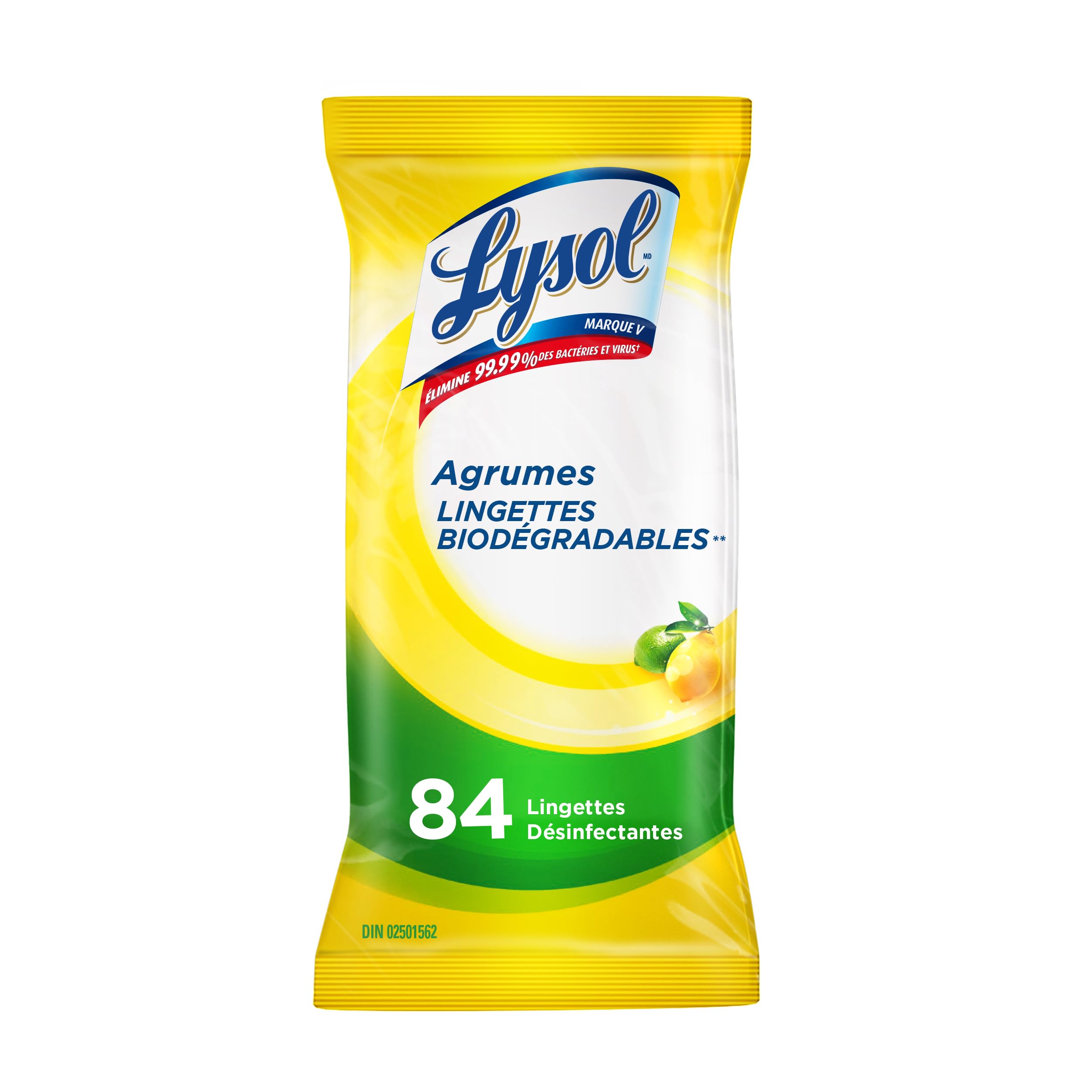 Lysol Disinfecting Wipes Flatpack, Citrus, Biodegradable Wipes, Kills 99.9% of Viruses & Bacteria, Bulk Pack of 4, 336 count (4 x 84 count)