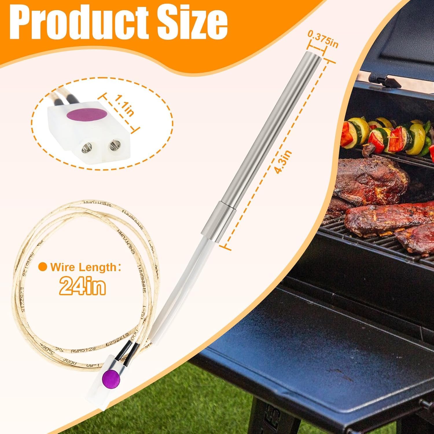 Wadoy Grill Hot Rod Ignitor Kit with 2 Pieces Fuses Compatible with Traeger, Pit Boss, Camp Chef, Wood Pellet Grills (2 Set)