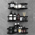 Shower Caddy, 3 Pack Bathroom Shelves, Adhesive Shower Shelf No Drilling, Black Shower Storage, Shower Organiser, Rust-Resistant Shower Caddy Corner, Shower Soap Holder, Bathroom Accessory