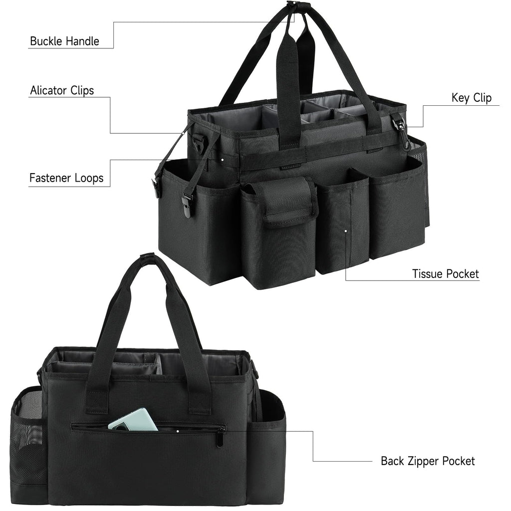 ZIOZERTT Cleaning Caddy Bag for Housekeepers with Handle,Black