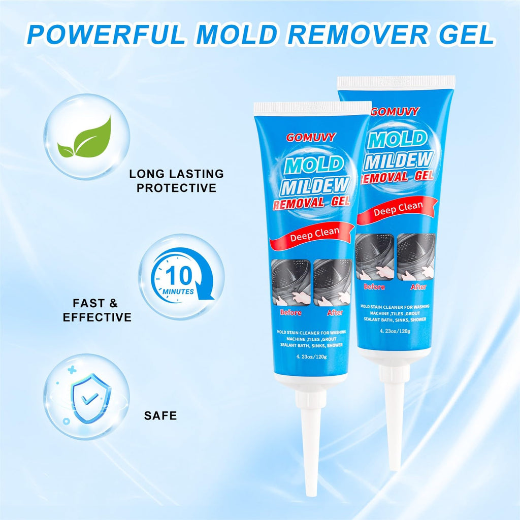 Home Mou-ld Remover Gel, 2 Pack Blck Stain Grout Cleaner, Washing Machine Gel for Washing Machine Refrigerator Strips, Bathroom, Wall, Tiles Grout, Sealant, Glass, Kitchen, Sinks
