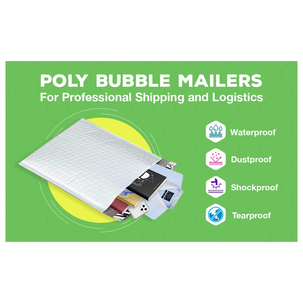 Sales4Less #000 Poly Bubble Mailers 4X8 Inches Shipping Padded Envelopes Self Seal Waterproof Cushioned Mailer 50 Pack