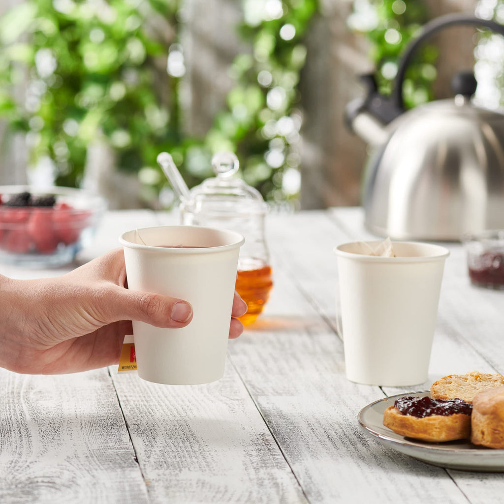 GUSTO [8 oz. - 300 Count] Disposable White Paper Cups, Hot Coffee Cups - Eco-Friendly Hot Cups - Formerly Comfy Package