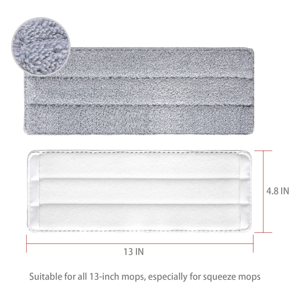 6Pcs Flat Mop Pads Compatible with JOYMOOP or 11-13" Size Flat Mops, Joymoop Mop Replacement Pads, 13" x 4.9" Washable Microfiber Mop Head/Pads/Refill for Floor Cleaning