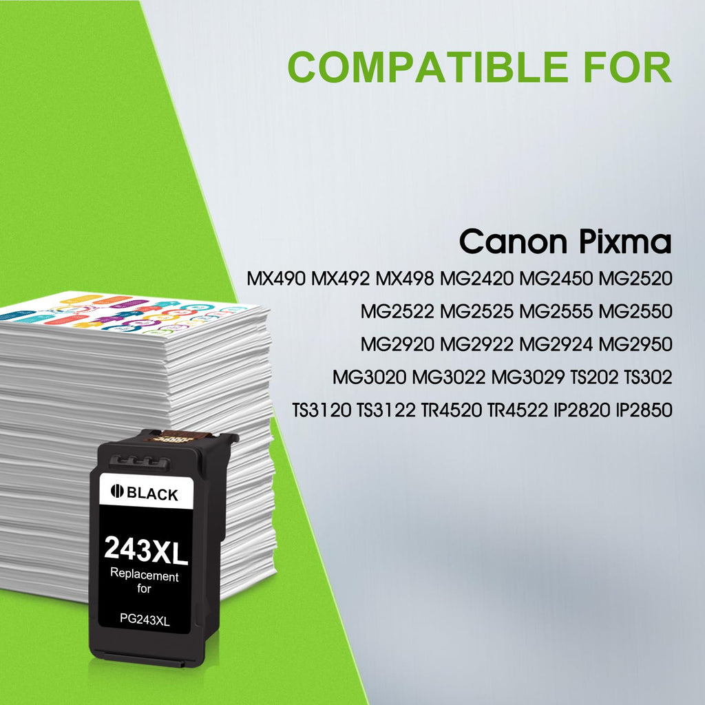 PG-243 Black Ink Cartridge High Yield Replacement for Canon 243 XL for PIXMA MG2525 MG2520 TR4520 TR4527 TR4500 MX492 MX490 MG3022 MG2522 TS202 TS302 TS3320 Printer (1-Pack)