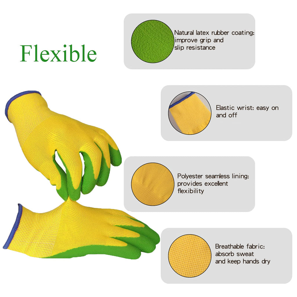 8 Pairs Garden Gloves for Children Rubber Gardening Protective Gloves for kids Age 4-13 Years Boys and Girls Yard Work Activity 4 Colors