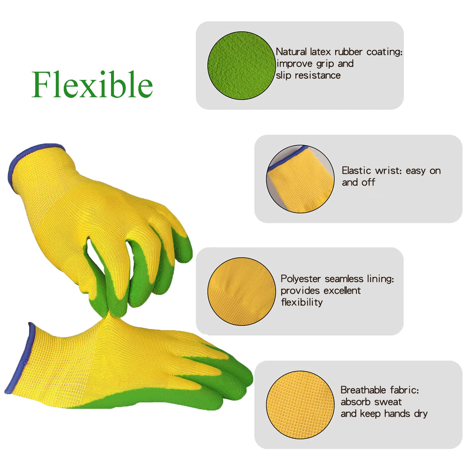 8 Pairs Garden Gloves for Children Rubber Gardening Protective Gloves for kids Age 4-13 Years Boys and Girls Yard Work Activity 4 Colors