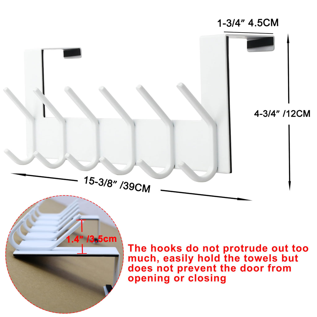 SKOLOO Over The Door Hook, Over The Door Coat Rack, Stainless Steel Over Door Coat Hanger for Hanging Clothes, Towel, Robes, Purse, Over Door Hooks for Bathroom Bedroom,White