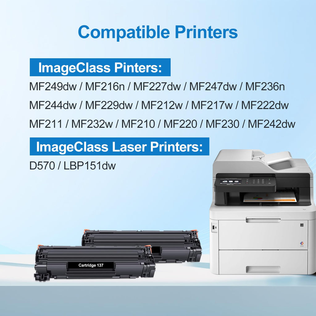 137 Toner Cartridge CRG137 Replacement for Canon 137 Black Toner Cartridge CRG-137 Compatible for Canon 137 Toner for Imageclass MF236n MF230 MF220 MF210 MF247dw D570 MF232w MF244dw MF240 (2 Black)