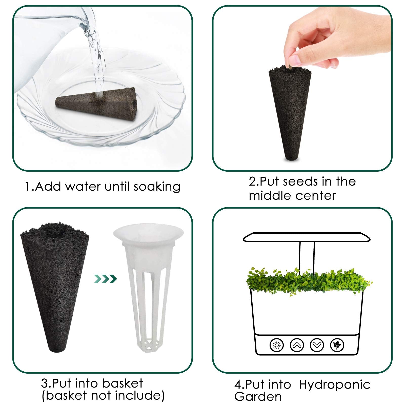 PACETAP Replacement Grow Sponges for Aerogardens (50 Pack) - Compatible Seed Pod Sponge Plugs for Hydroponic, Seed Starting