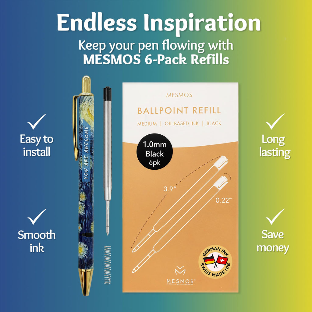 MESMOS Van Gogh Fancy Pen Set for Women, Teacher Appreciation, Thank You Gifts for Women, Nice Cute Boss Lady Gifts for Coworkers, Nice Cute Office Pens for Coworkers