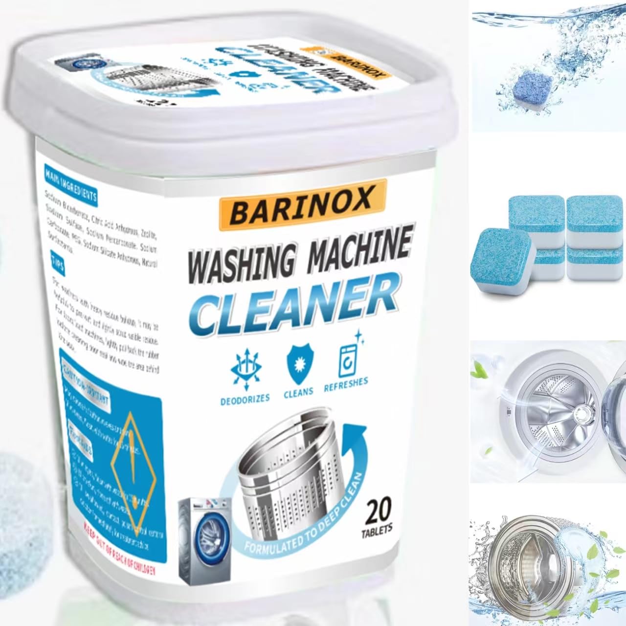 Washing Machine Cleaner for Front Top loaders, 20 Packs Washer Cleaner, Suitable for All HE Washing Machines Include
