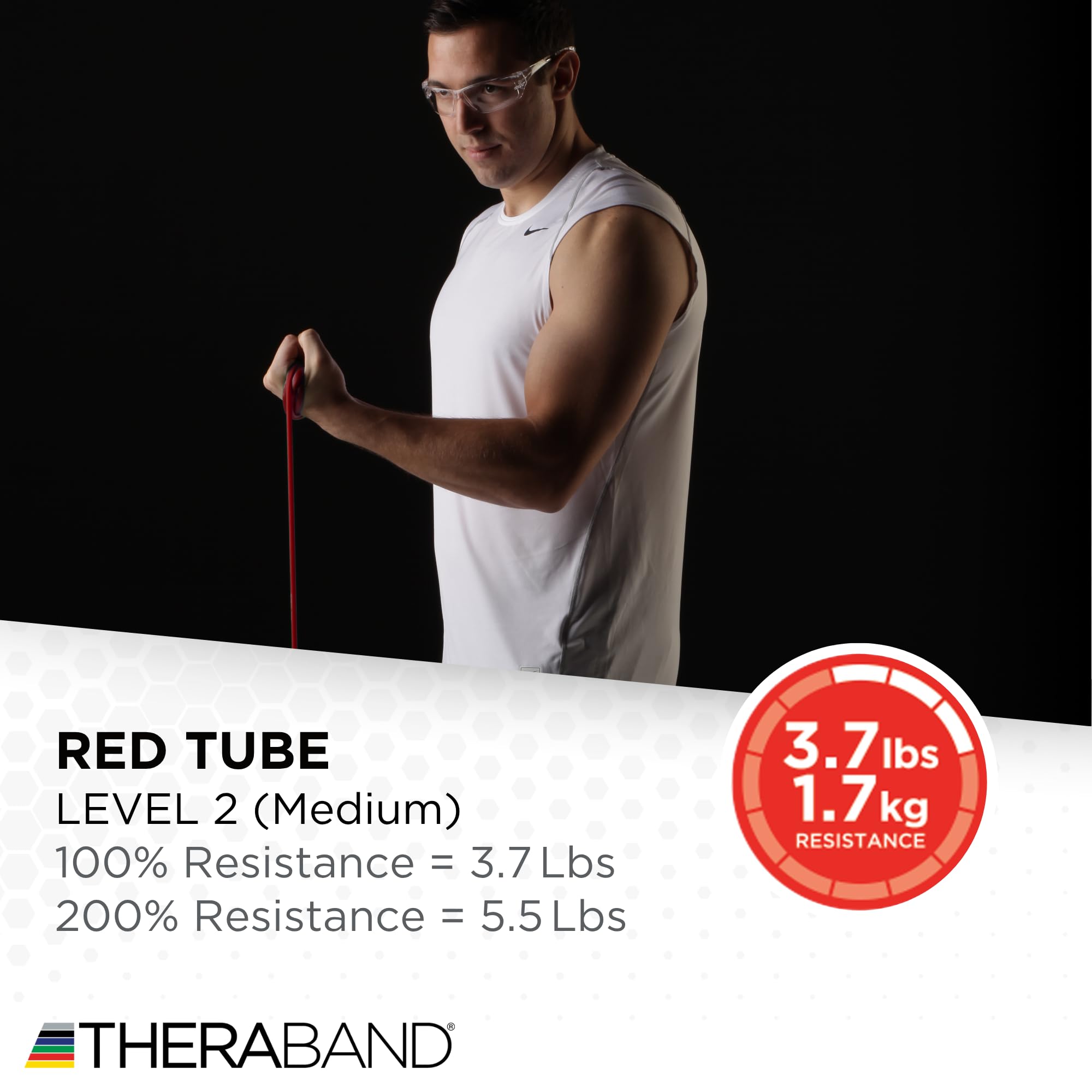 TheraBand Resistance Tubes, Professional Latex Elastic Tubing, Upper & Lower Body, Core Exercise, Physical Therapy, Lower Pilates, At-Home Workouts, & Rehab, 5 Foot, Yellow, Red, & Green, Beginner Set
