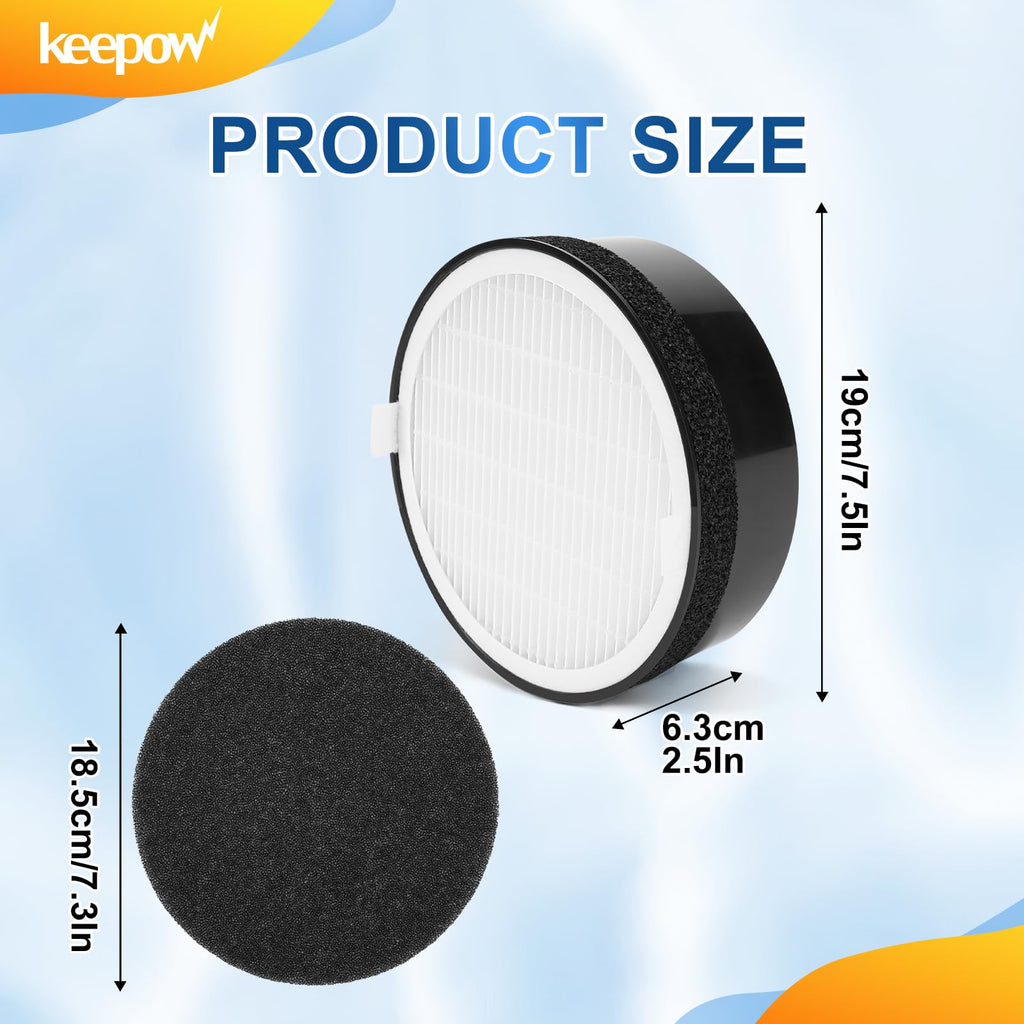 KEEPOW Replacement Filter LV-H132-RF for Levoit Air Purifier LV-H132, 2 Pack HEPA and Activated Carbon Filter