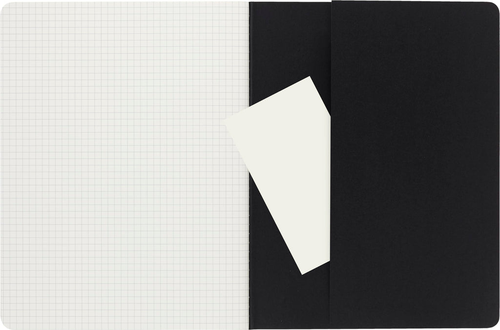 Moleskine Cahier Journal, Soft Cover, XL (7.5" x 9.5") Squared/Grid, Black, 120 Pages (Set of 3)