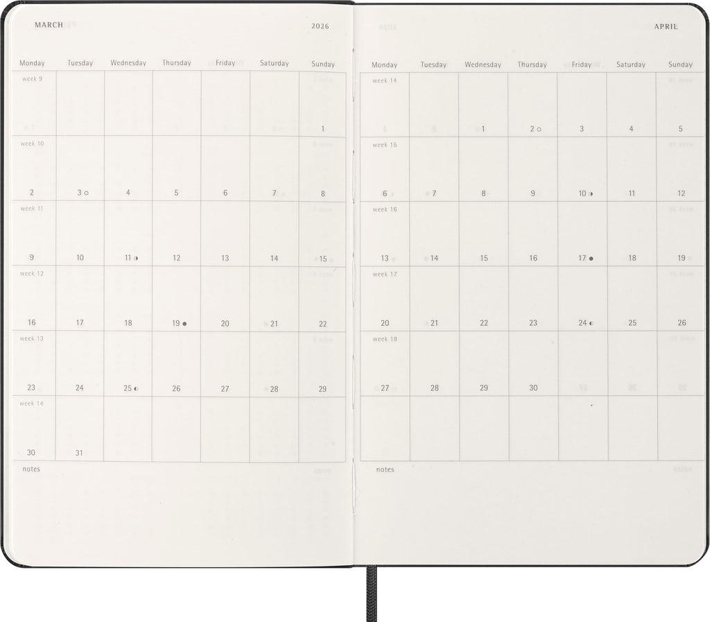 Moleskine Classic 12 Month 2026 Daily Planner, Hard Cover, Large (5" x 8.25"), Black, 400 pages