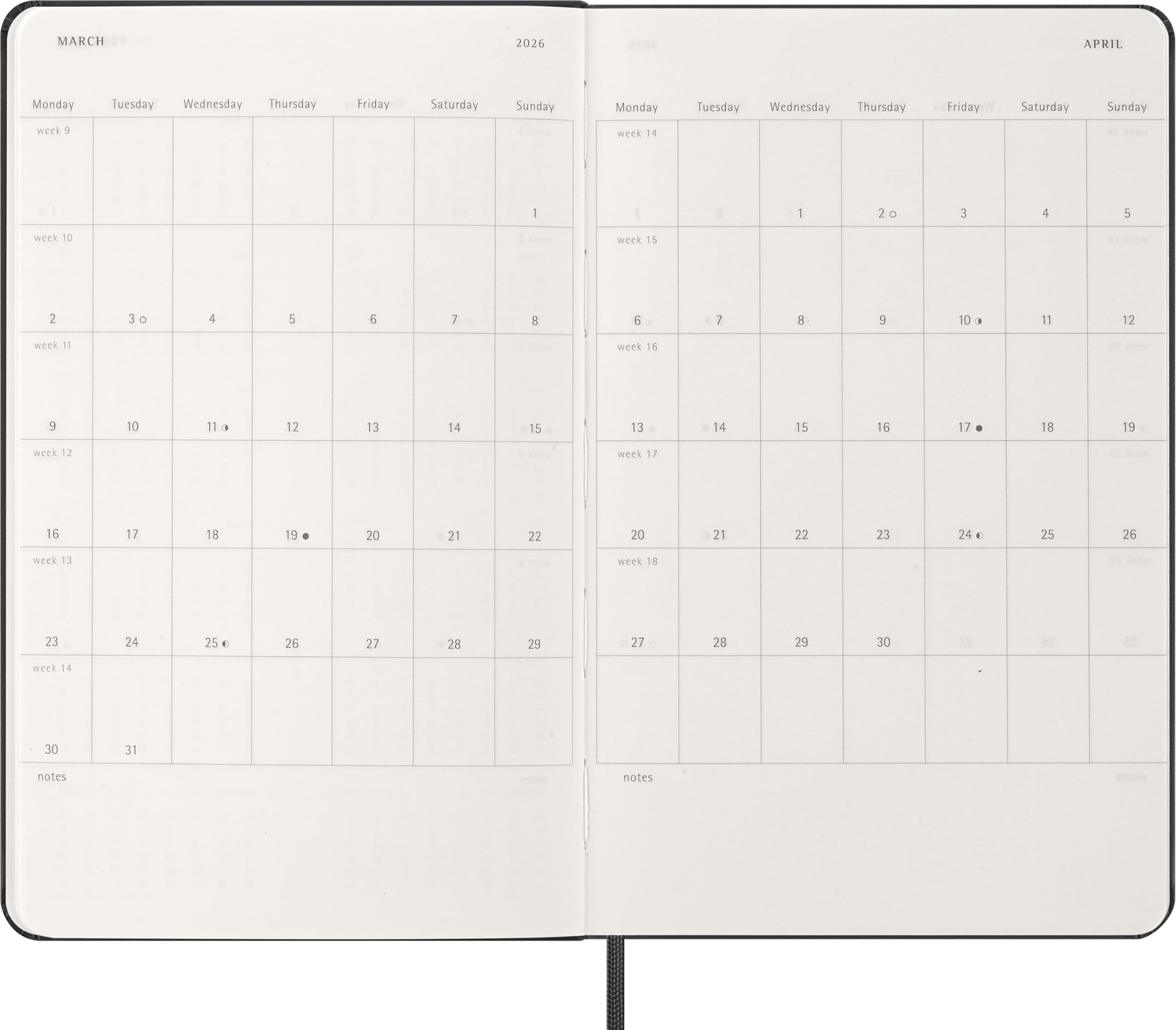 Moleskine Classic 12 Month 2026 Daily Planner, Hard Cover, Large (5" x 8.25"), Black, 400 pages