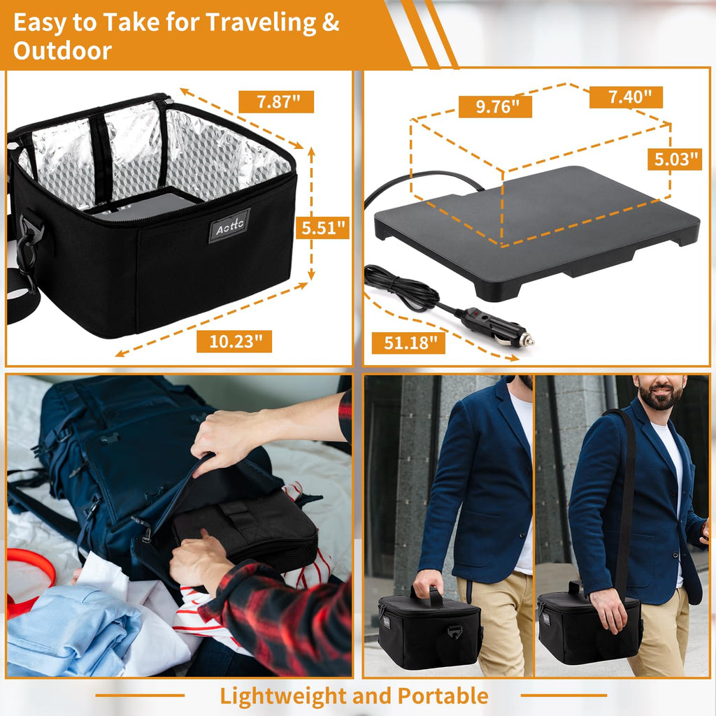 Aotto Electric Lunch Box Food Heater, 12V/24V Car Food Warmer, Portable Oven Heated Lunch Box for Adults - Cook, Reheat & Keep Meals Warm for Vehicle, Truck, and Travel