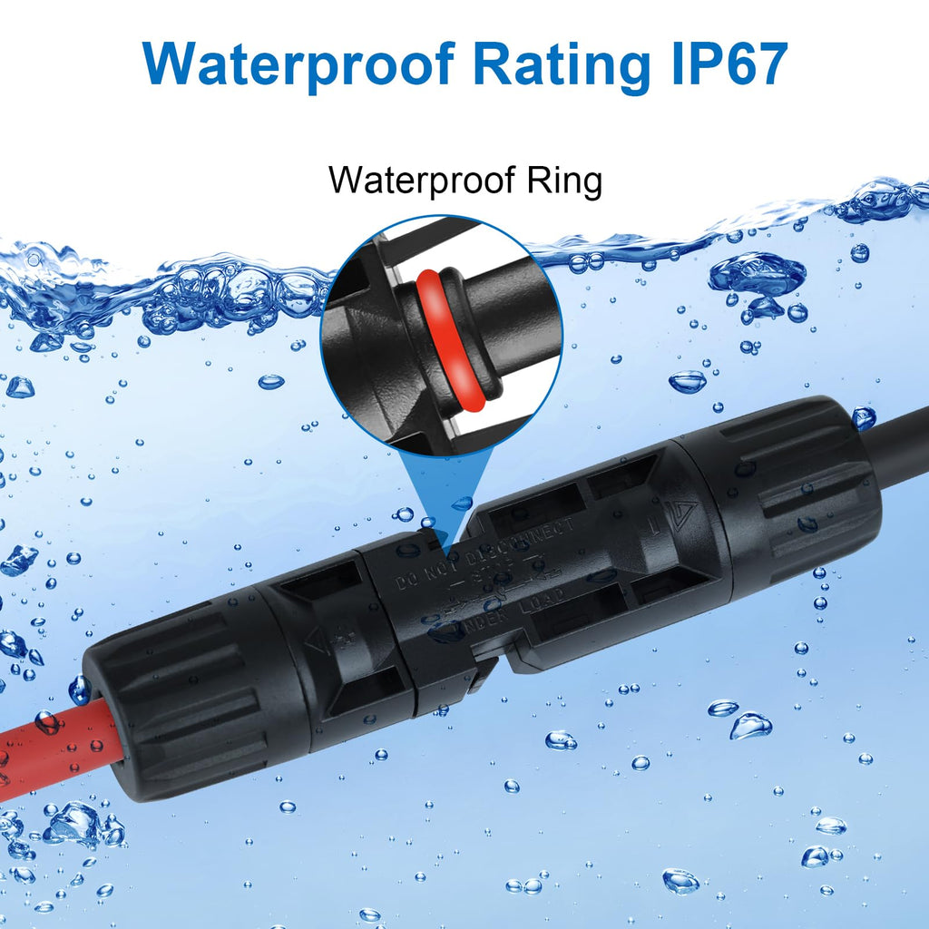2 Pairs Solar Connectors Y Branch Parallel Adapter 10AWG 20A Y-Branch Wire Plug Tool Kit for Solar Panel(M/FF+F/MM)