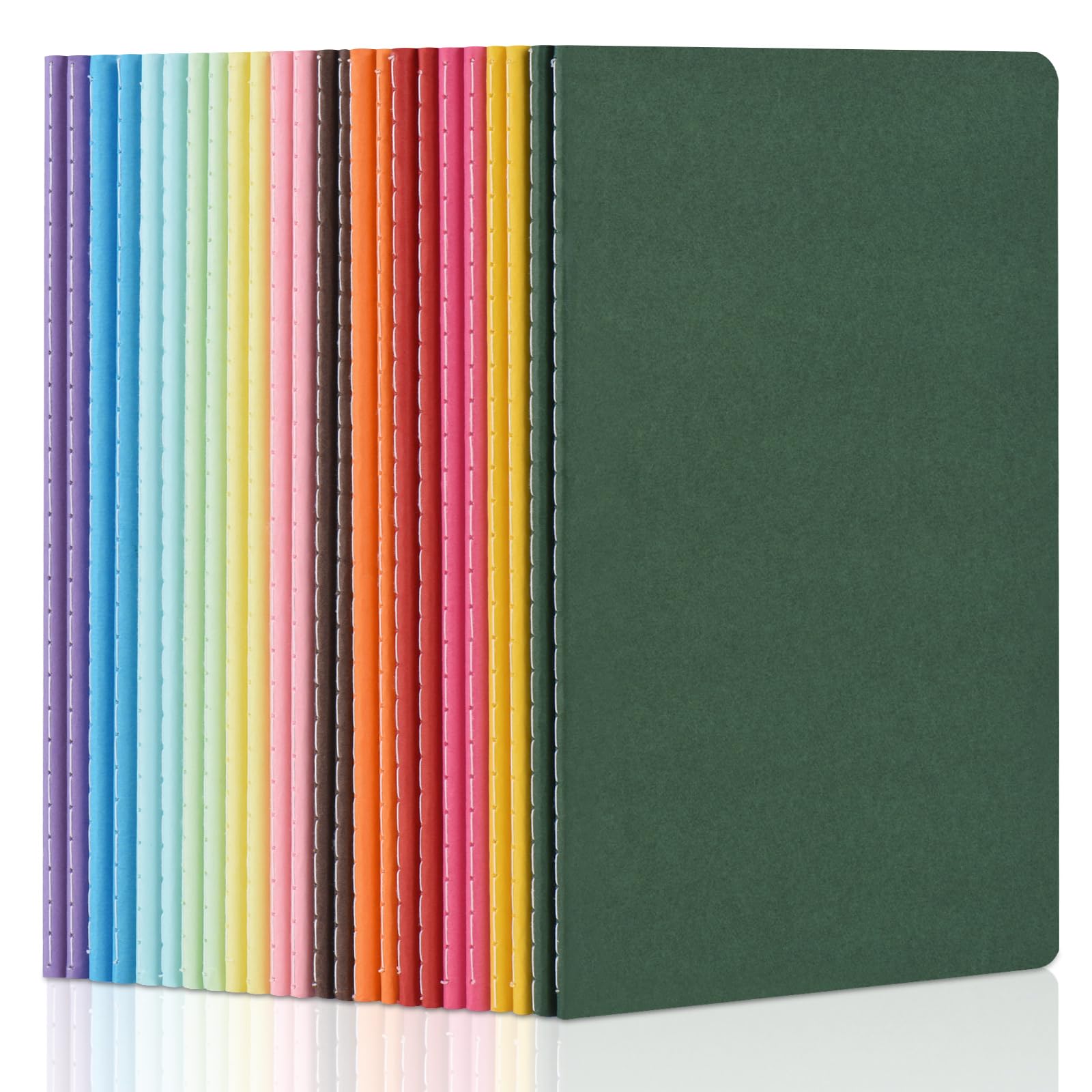 ZCZN 24 Pack Colorful Blank Notebooks Bulk, A5 Journals with 12 Colors, 60 Pages/30 Sheets, 8.3x5.5 Inch, Plain Paper, Travel Writing Journal Notebooks for Work & School