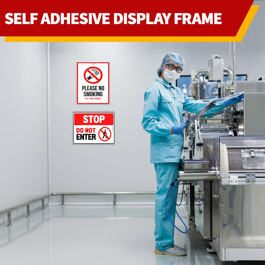 JR-MOV Magnetic Sign Holder 8.5 x 11 - Rigid Plastic Wall Sign Holder Reusable Adhesive Frames, Magnetic Frame for Refrigerator Door Window, Clear Rigid Print Protectors for Paper Picture, 5 Pack