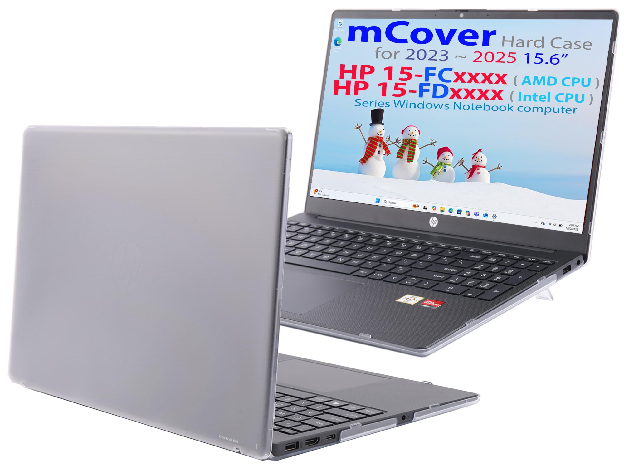 mCover Case Compatible ONLY for 2023-2025 15.6-inch HP Laptop 15-FCxxxx / 15-FDxxxx / 250 G10 Series Windows Notebook PC (NOT Fitting Any Other HP Laptop Models) - Clear