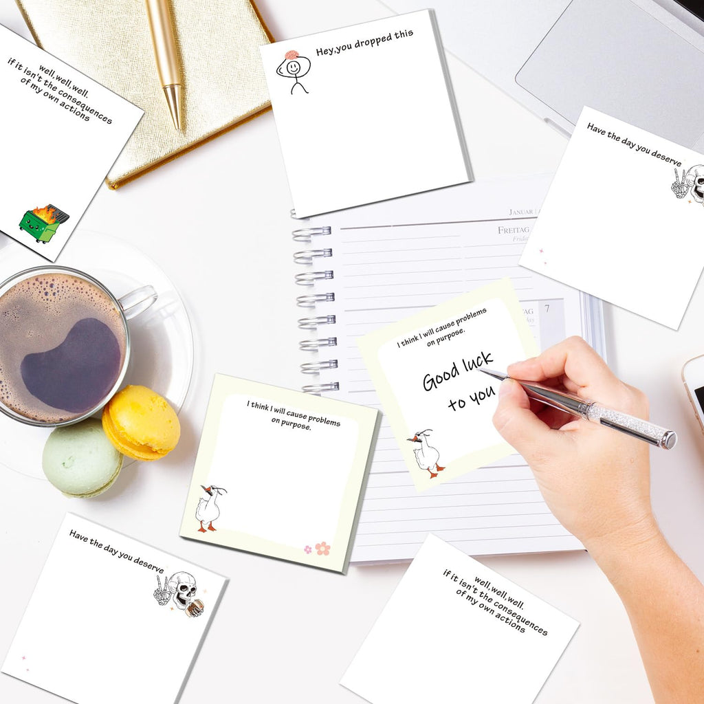Lovarywow Funny Sticky Notes Gifts - 9 Pack Funny Sticky Notes 3x3 Inch Funny Office Gifts for Coworkers Everything is Fine Post Notes Work Gag Self-Stick Memo Pad Office School Supplies 450 Sheets
