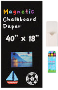 YOUNGJQ Magnetic Chalkboard Contact Paper for Wall 39" x 17.3" (100x44 cm) Self Adhesive Blackboard Wallpaper Peel and Stick Wall Decal for Home Playroom Classroom