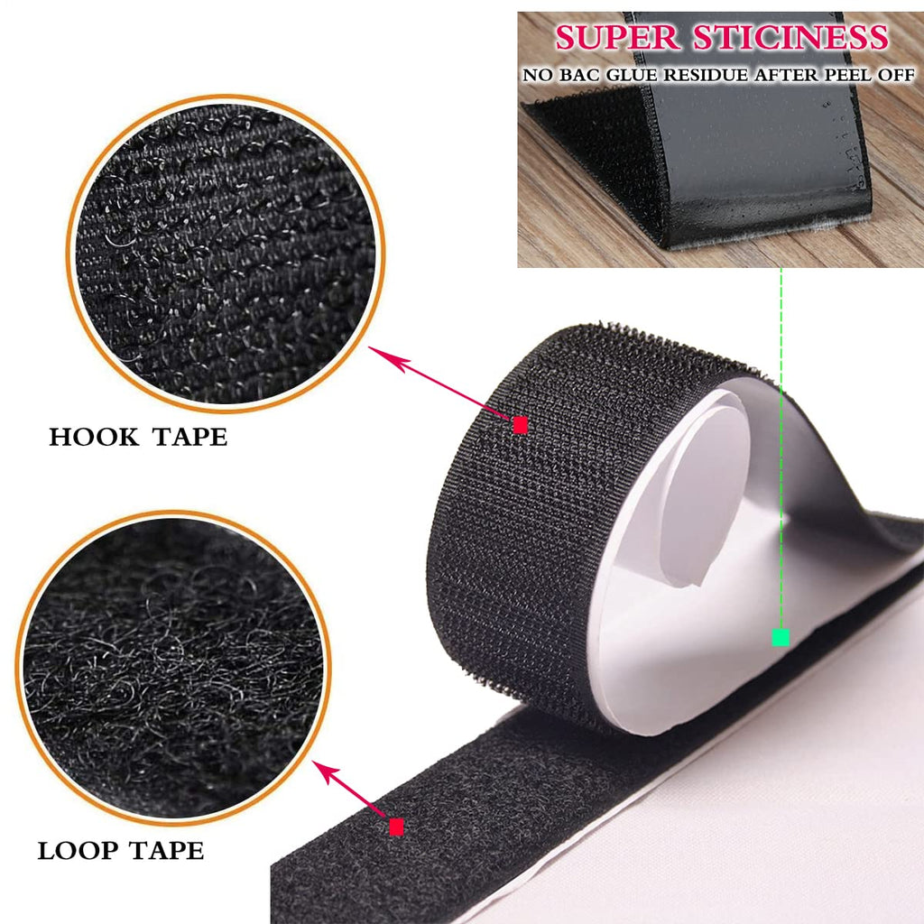 16.4 Feet x 2 Inch Hook and Loop Tape Roll with Heavy Duty Adhesive, Couch Cushion Tape, Strong Hook and Loop Strips with Sticky Back for Indoor Outdoor Home, Office and DIY Crafts