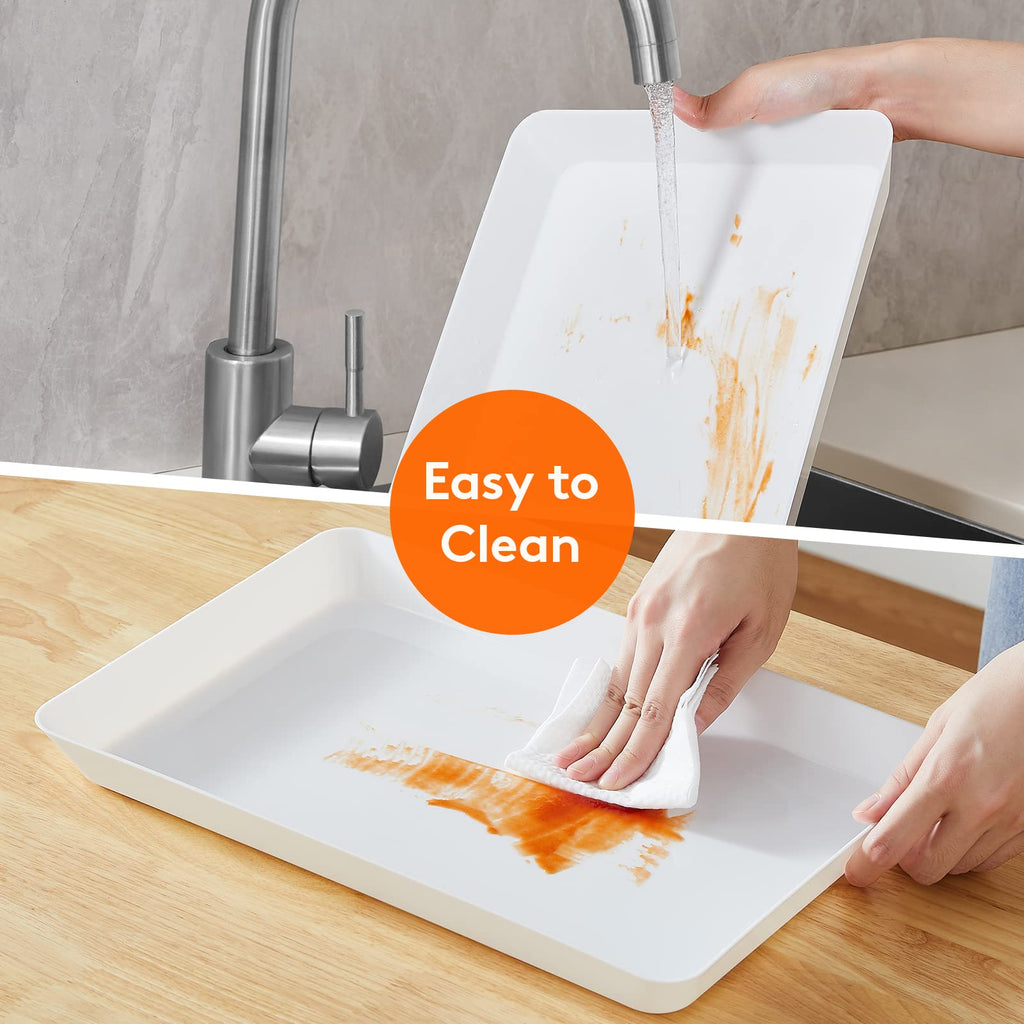 Lifewit Plastic Serving Tray, Serving Platters for Party, BPA Free Reusable Food Tray for Snacks, Food, Cookies, Set of 3, 14.45" x 9.45"