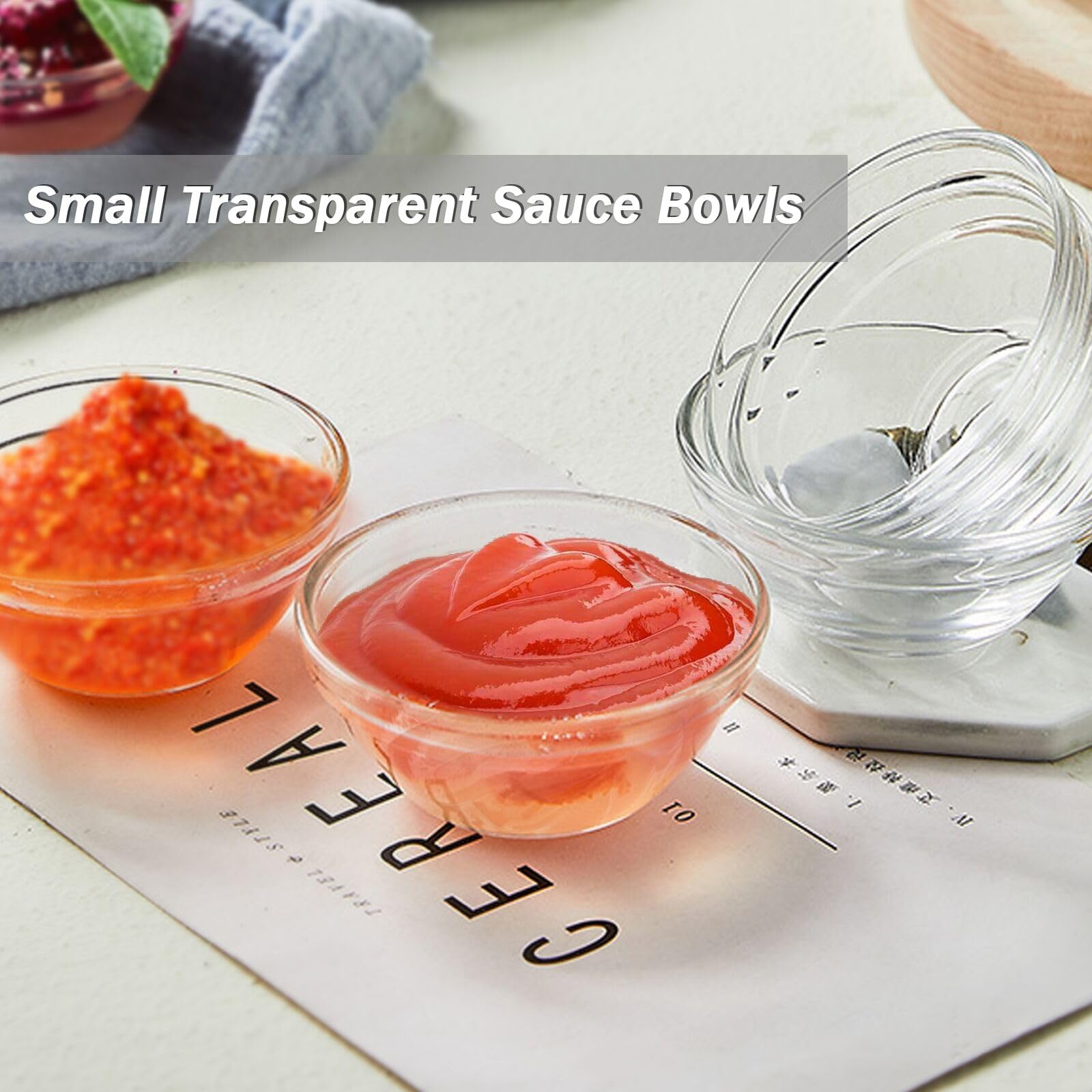 SKTMH 10Pcs Mini Glass Bowls 2.4Oz Small Prep Bowls Stackable Pinch Bowls Small Prep Dishes Ingredient Bowls for Dipping Spices Sauce